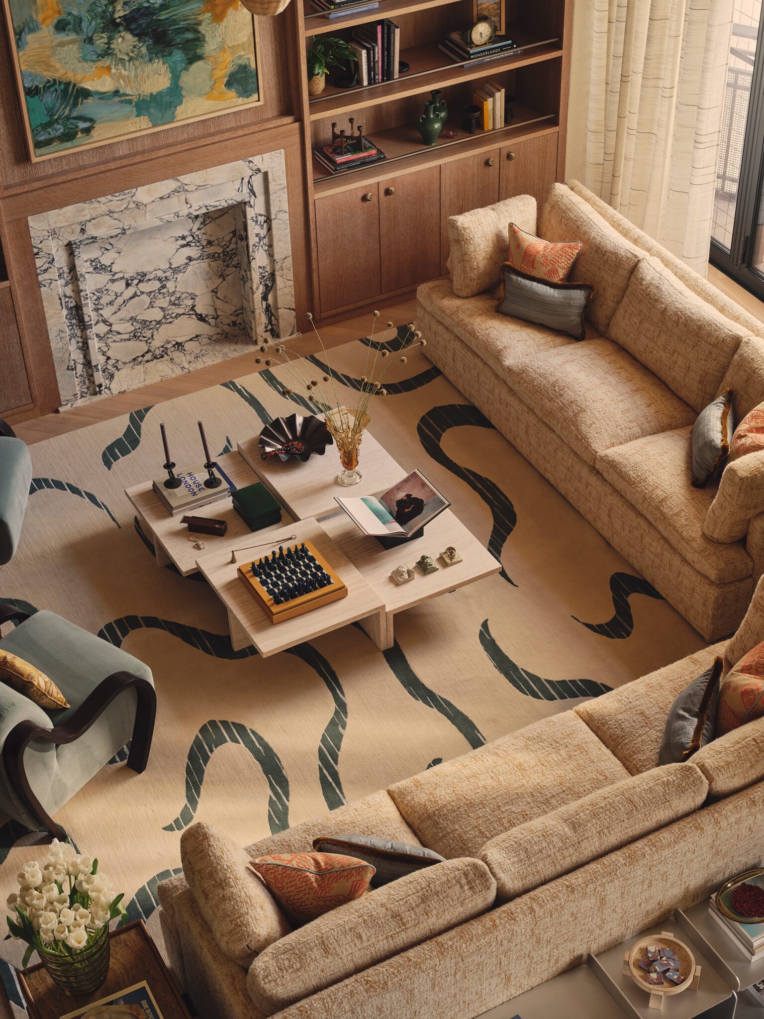 Seating arrangement in the reception room at The Whiteley, Queensway