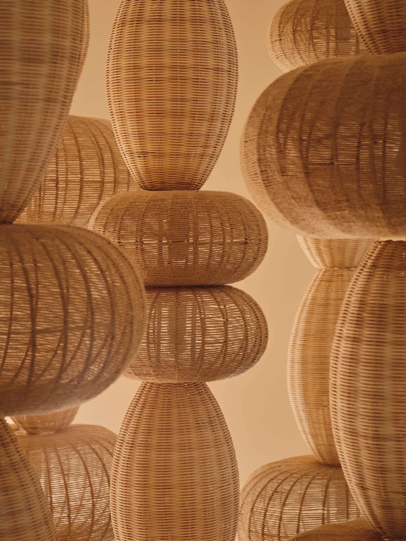Woven pendant lighting detail at The Whiteley, Queensway